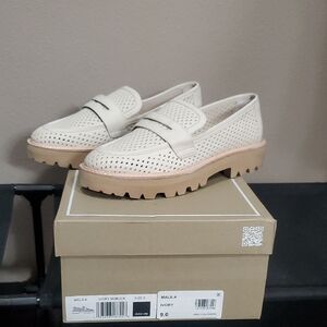 Dolce Vita NWT Ivory Perforated Loafers with Tan Lug Sole